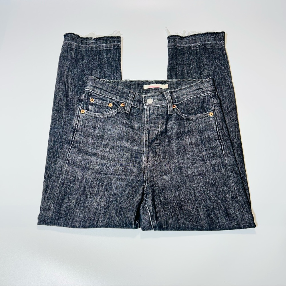Levi's jeans Wedgie Buttonfly Straight leg jeans dark gray black women size 25 - Picture 2 of 11